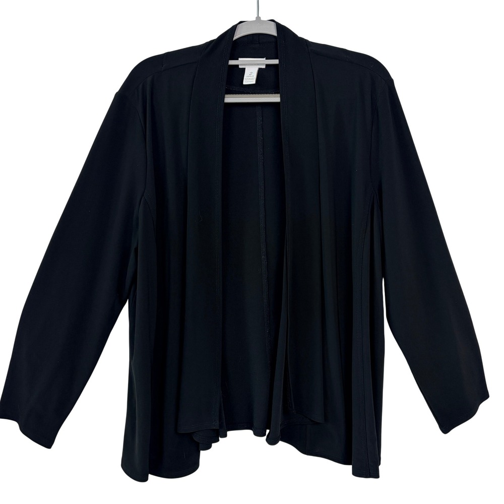 Chico's Open Front Cardigan Size 2‎ Black Excellent
